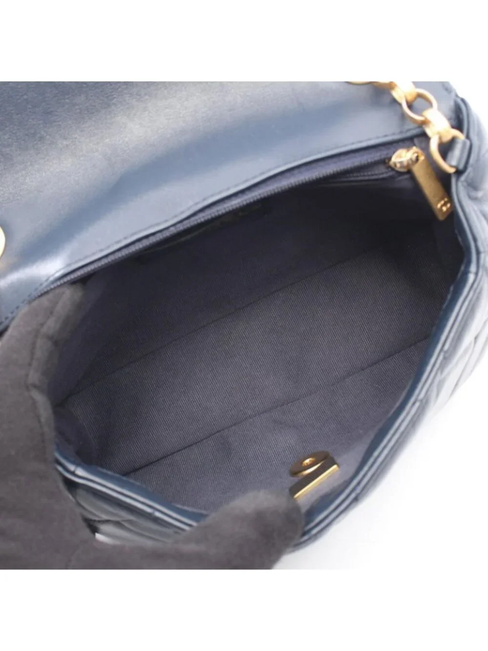Chanel Shoulder Bag Quilted Navy Lambskin Small Flap Chain